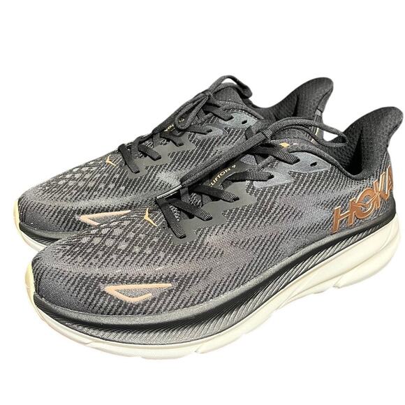 Hoka Clifton 9 Women's US Size 11B Black/Rose Gold Athletic Running Sneaker Shoe - Picture 1 of 8